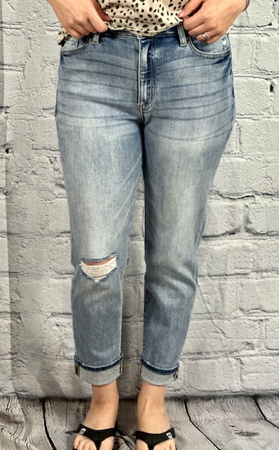 KanCan High Rise Cuffed Mom Fit