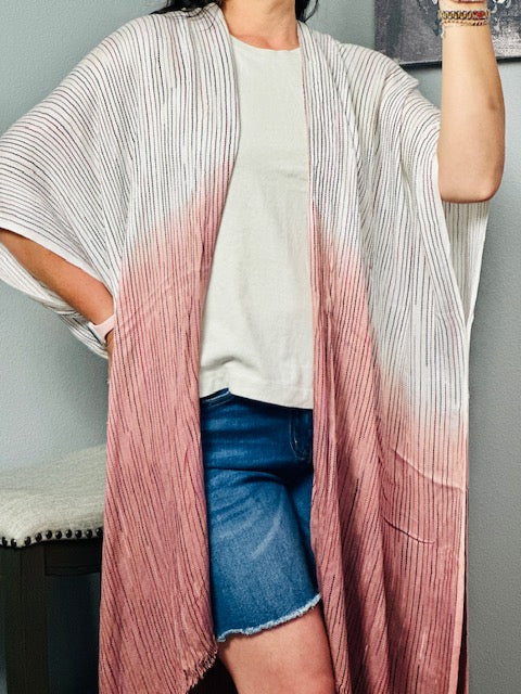 Ombre Vertical Multicolor Stitched Kimono