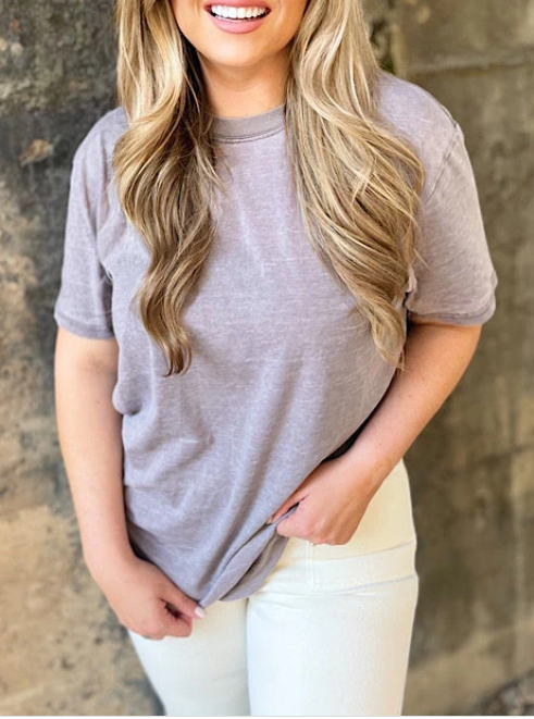 Acid Washed Grey Basic Tee
