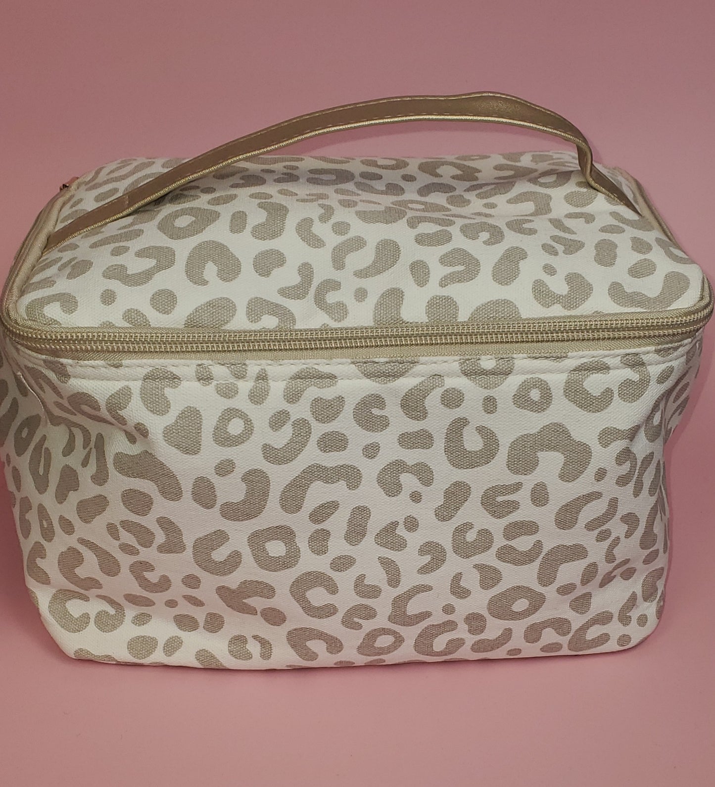 Natural Leopard Train Case