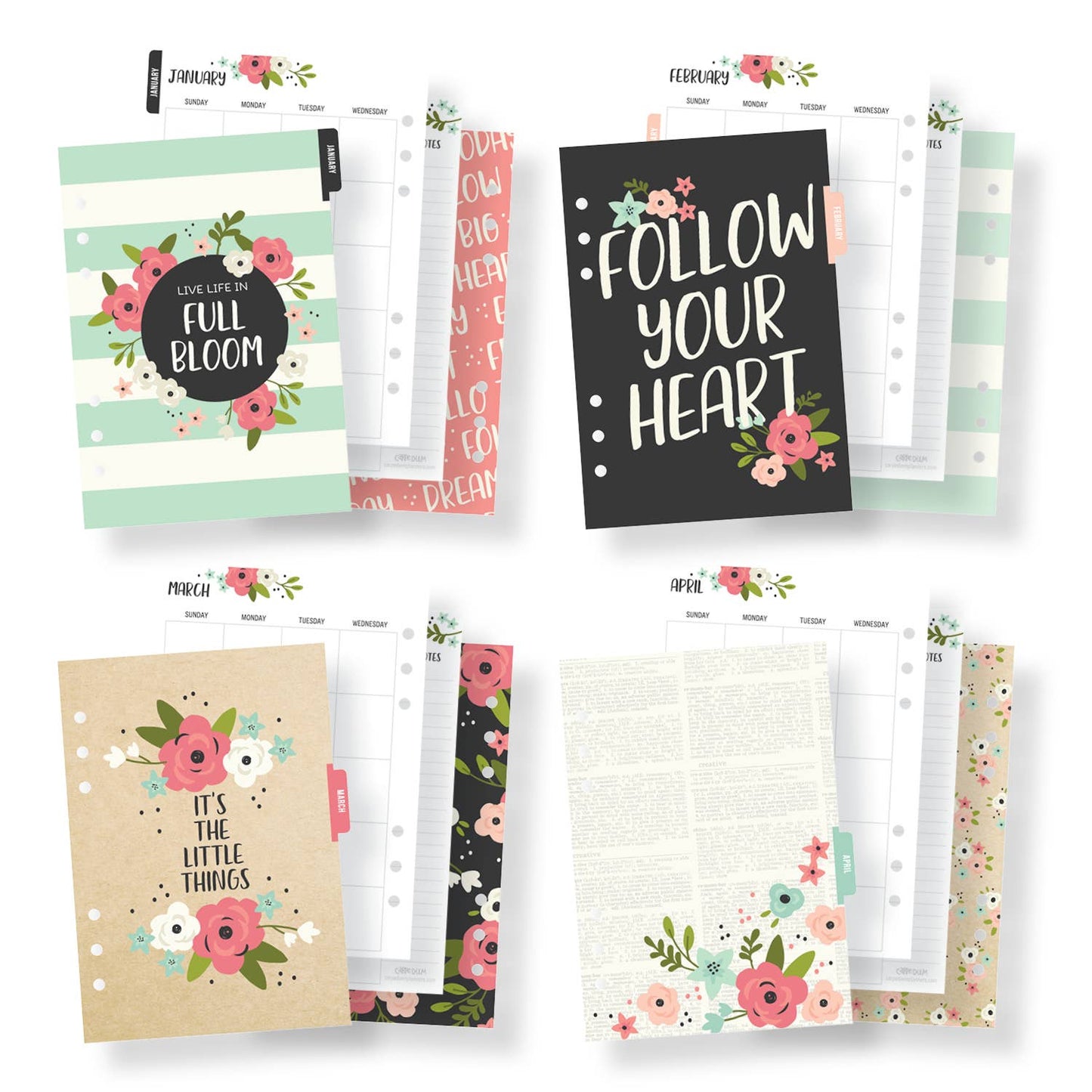 Bloom A5 Monthly Planner Inserts