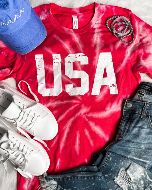 USA Bleached Red Graphic Tee