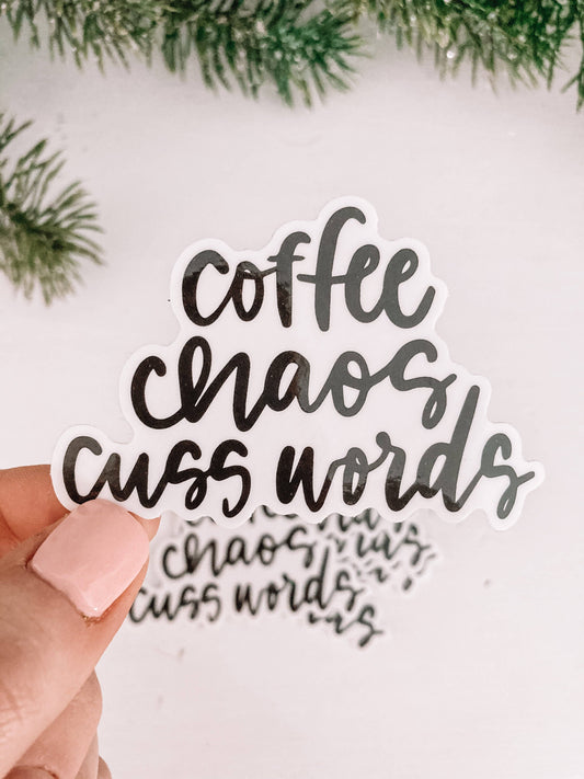 Coffee Chaos Cuss Words Sticker