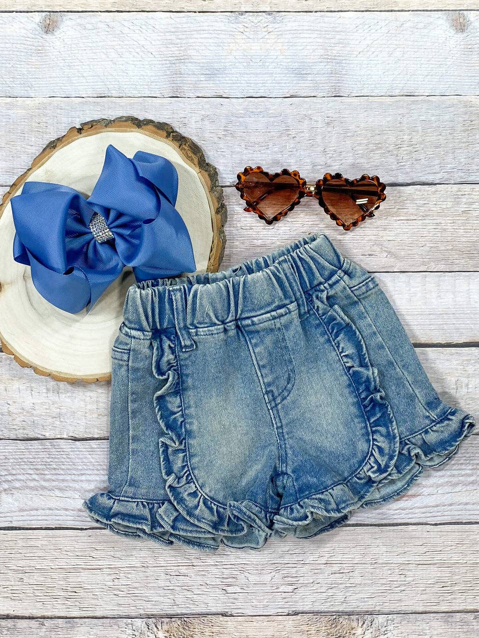 Ruffled Denim Shorts: 8y