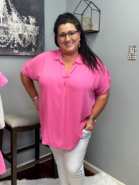 Pretty in Pink High Low Blouse