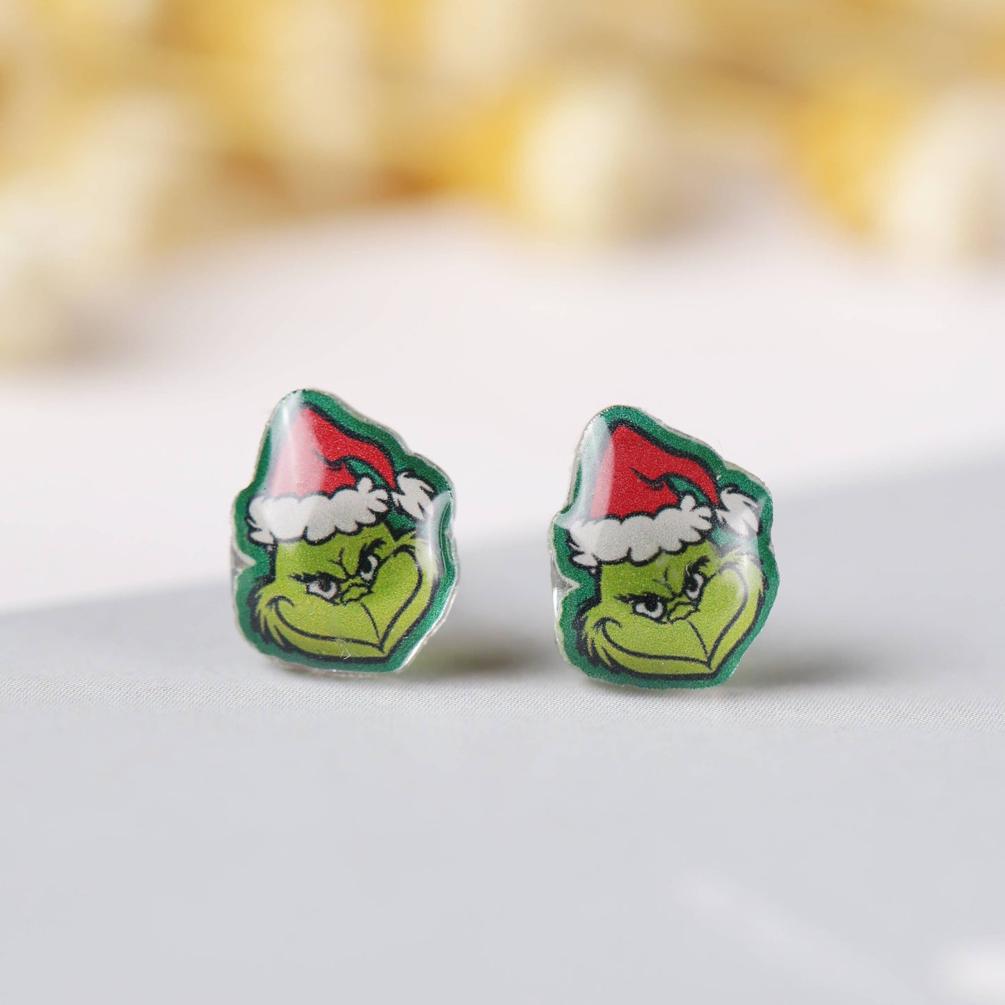 Fall 2024 Christmas Hat Grinch Titanium Earring Studs