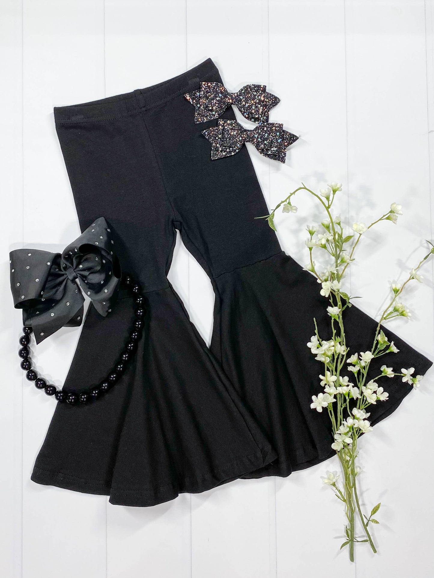 Black Bell Bottom Pants: 8y