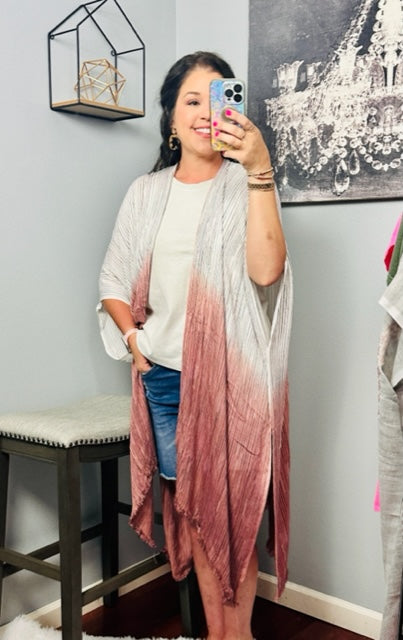 Ombre Vertical Multicolor Stitched Kimono