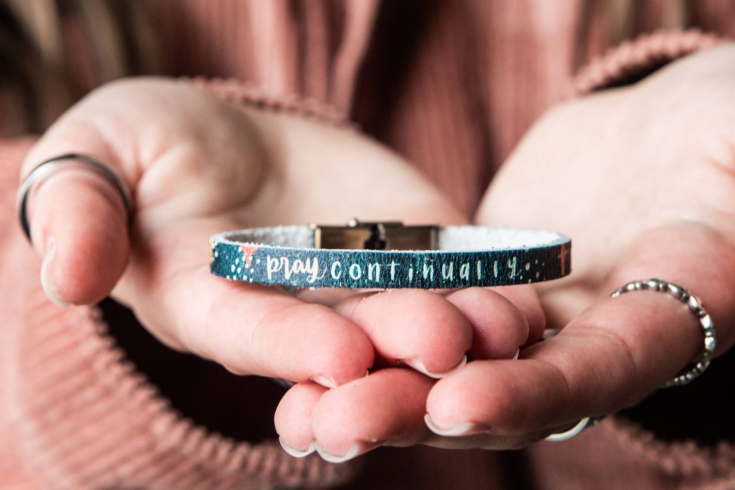 Pray Continually Leather Bracelet (flair collection)