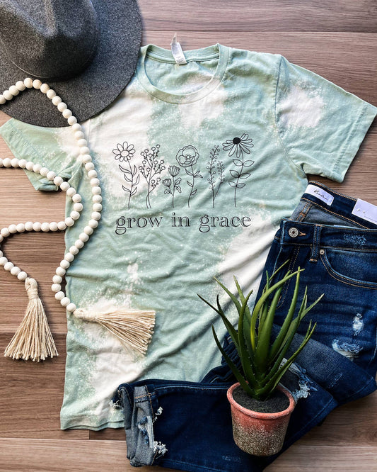 Grow In Grace Bleached Graphic Tee