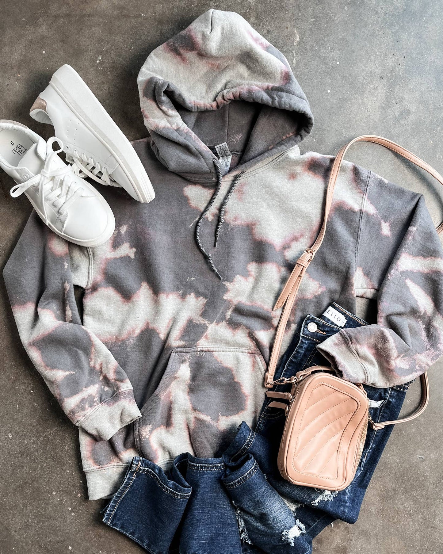 Bleached Charcoal Hooded Sweatshirt: Medium