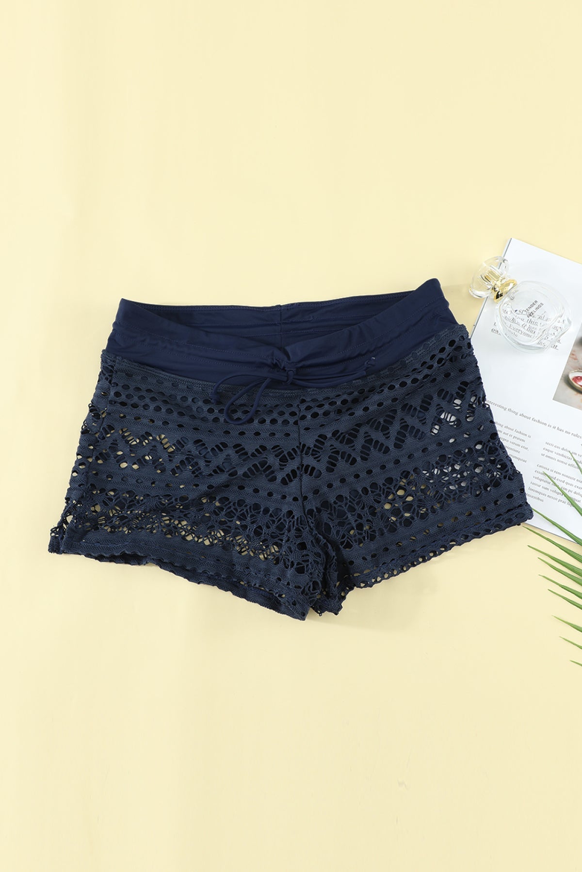 Lace Shorts Attached Swim Bottom